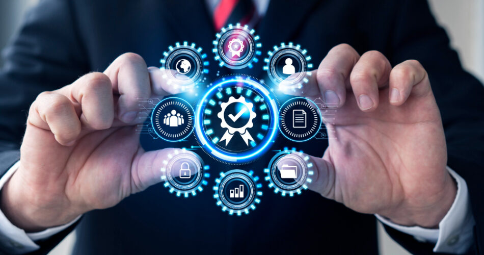 Executivo lidando com gestão 5 .0 na empresa.